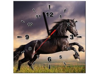 Obraz z zegarem, Koń staje dęba, 1 element, 30x30 cm - Oobrazy