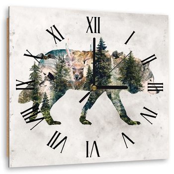 Obraz z zegarem, Leśne zwierzęta - Zegar kwadratowy - 80x80 - Feeby