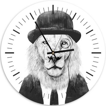 Obraz z zegarem, Lew dżentelmen w meloniku - Zegar okrągły - 80x80 - Feeby