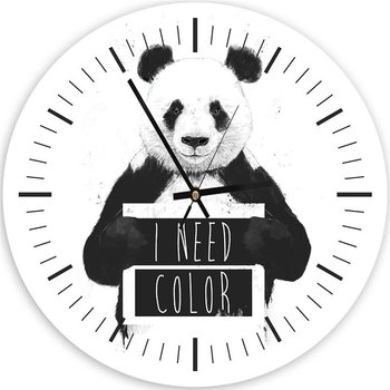 Obraz z zegarem, Miś panda z napisem - Zegar okrągły - 40x40 - Feeby