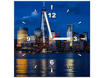 Obraz z zegarem, Nowy Jork nad rzeką Hudson, 1 element, 30x30 cm - Oobrazy