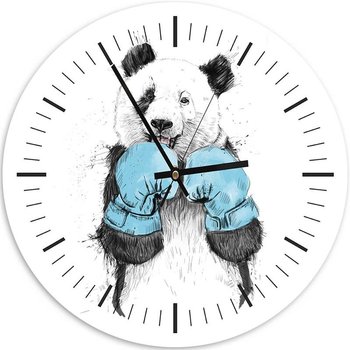 Obraz z zegarem, Panda bokser - Zegar okrągły - 40x40 - Feeby