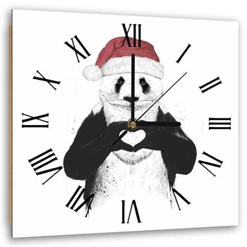 Obraz z zegarem, Panda i serce z łapek na Święta - Zegar kwadratowy - 60x60 - Feeby