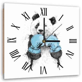 Obraz z zegarem, Panda w rękawicach bokserskich - Zegar kwadratowy - 80x80 - Feeby