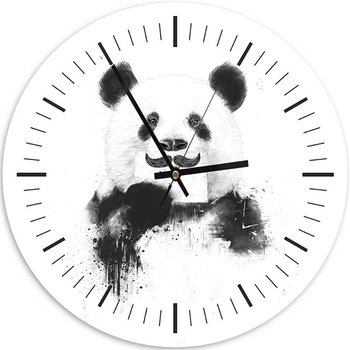 Obraz z zegarem, Panda z wąsem - Zegar okrągły - 60x60 - Feeby