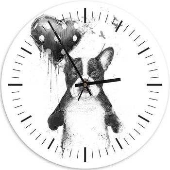 Obraz z zegarem, Pies z balonikiem - Zegar okrągły - 80x80 - Feeby