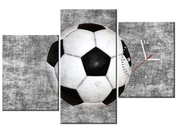 Obraz z zegarem, Piłka footballowa, 3 elementów, 90x60 cm - Oobrazy