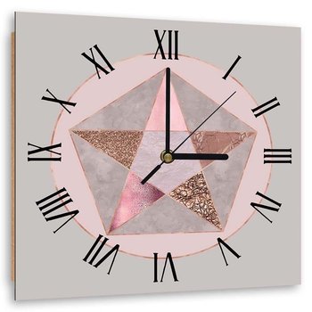 Obraz z zegarem, Różowa gwiazda - Zegar kwadratowy - 60x60 - Feeby