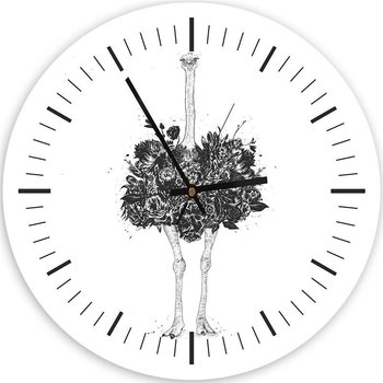 Obraz z zegarem, Struś w kwiecistym przebraniu - Zegar okrągły - 60x60 - Feeby