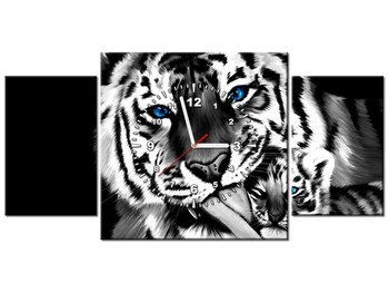 Obraz z zegarem, Tygrysy, 3 elementy, 80x40 cm - Oobrazy