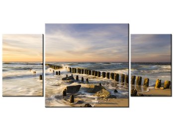 Obraz Zachód słońca nad morską plażą, 3 elementy, 80x40 cm - Oobrazy