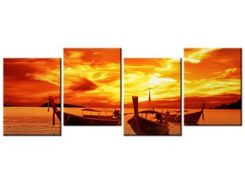 Obraz Zachód słońca nad Tajlandią, 4 elementy, 120x45 cm - Oobrazy