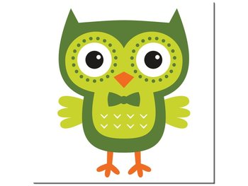 Obraz, Zielona sowa z kokardą, 30x30 cm - Oobrazy