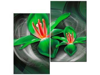 Obraz Zielone kosmiczne kwiaty - Jakub Banaś, 2 elementy, 60x60 cm - Oobrazy