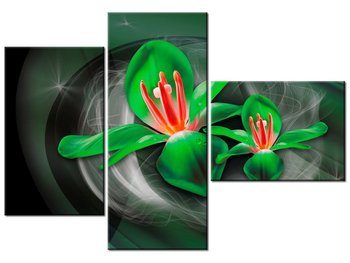 Obraz Zielone kosmiczne kwiaty - Jakub Banaś, 3 elementy, 100x70 cm - Oobrazy