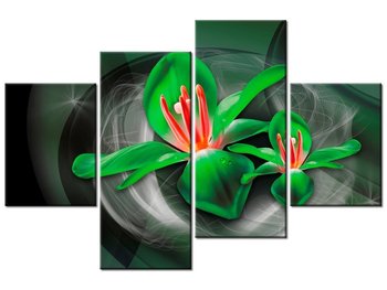 Obraz Zielone kosmiczne kwiaty - Jakub Banaś, 4 elementy, 120x80 cm - Oobrazy