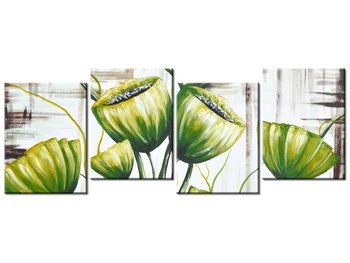 Obraz Zielone maki, 4 elementy, 120x45 cm - Oobrazy