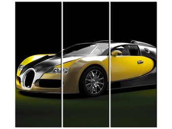 Obraz Żółte Bugatti Veyron, 3 elementy, 90x80 cm - Oobrazy