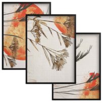 Obrazy Na Ścianę Plakaty W Czarnej Ramie Zestaw Do Sypialni Trawy Boho