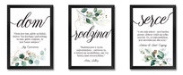 Obrazy plakakty na ścianę w ramach dekoracje do sypialni z cytatami o domu rodzinie sercu tryptyk 70,5x32 cm