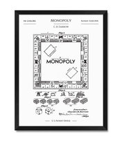 Obrazy plakaty do salonu pokoju sypialni patent gra planszowa monopoly rama 32x42 cm