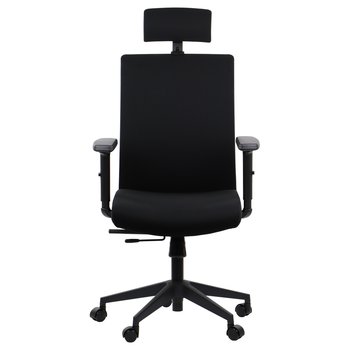 Obrotowe ergonomiczne krzesło biurowe RIVERTON F/H, czarny, wysuw siedziska, mechanizm synchro, regulowane podłokietniki i zagłówek - Stema