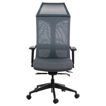 Obrotowe ergonomiczne krzesło biurowe RYDER, szary, synchroniczny mechanizm samoważący, regulowane podłokietniki, wysuw siedziska - Stema