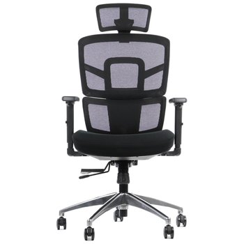 Obrotowe ergonomiczne krzesło biurowe TREX, czarny, podstawa aluminiowa, zagłóek - Meble odNowa