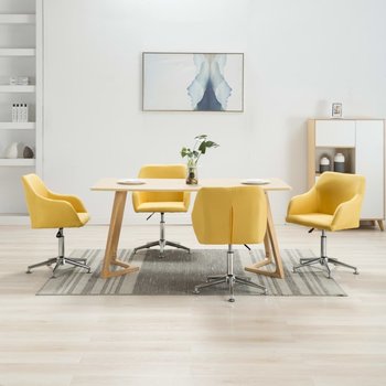 Obrotowe krzesła do jadalni VidaXL, żółte, tkanina, 4 sztuk - vidaXL