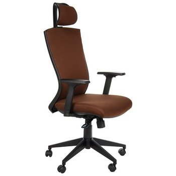 Obrotowe krzesło biurowe HG-0004F, brązowy, podstawa nylonowa, zagłówek - Stema