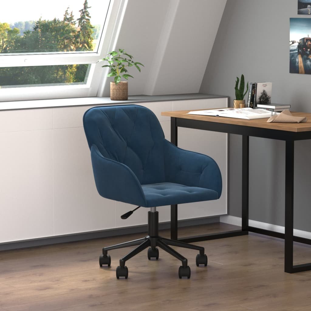 Фото - Комп'ютерне крісло VidaXL Obrotowe krzesło biurowe, niebieskie, aksamitne 