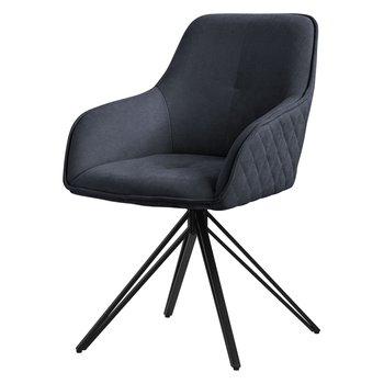 Obrotowe krzesło do jadalni ML-Design z tkaniny, czarne, krzesło do salonu z podłokietnikiem i oparciem, krzesło obrotowe 360°, krzesło tapicerowane z metalowymi nogami, ergonomiczny fotel, krzesło kuchenne, krzesło do salonu - ML-DESIGN