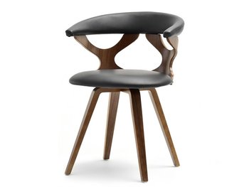 Obrotowe Krzesło Z Drewna Giętego Bonito Orzech Czarna Ekoskóra - MEBEL-PARTNER