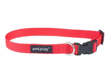 Obroża regulowana AMIPLAY Basic, czerwona, rozmiar M, 1,5x25-40 cm  - Amiplay