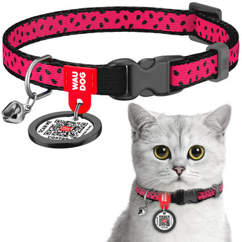 Obrożedlakotów WAUDOG Nylon zpaszportem QR, rysunek "Arbuz", plastikowy fastex, rozmiar XS, 20-30 cm, 10 mm - Waudog