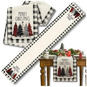 Obrus bieżnik biały na stół świąteczny Boże Narodzenie - Edibazzar