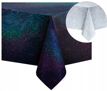 Obrus holograficzny dwustronny czarny/srebrny 137x274cm - PartyPal