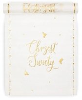 Obrus Na Stół Długi Bieżnik Organza Dekoracje Chrzest Święty Złoty 5M