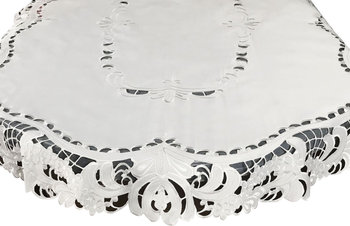 Obrus z haftem, 110x160, biały w kwiaty, OH-150-A - Dekorart