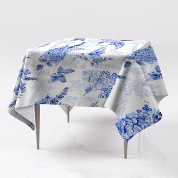 Obrusy na stół kolory grafika Niebieska hortensja, Fabricsy, 150x150 cm - Fabricsy