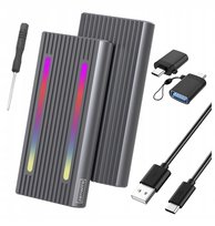 Obudowa na dysk SSD m2 4w1 NVME Pcie SATA NGFF M.2 USB-C USB 3.0 10 GB/s Adapter Kieszeń LED RGB Zenwire 2808SN