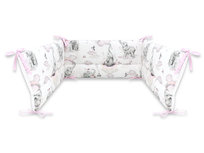 Ochraniacz do łóżeczka 180 cm SŁONIE NA TĘCZY RÓŻ