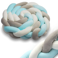 Ochraniacz do łóżeczka otulacz warkocz pleciony 3m szaro- niebieski Ricokids 