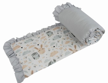 Ochraniacz do łóżeczka z falbanką LEŚNA POLANA (jasnoszara) - home&baby