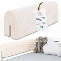 Ochraniacz na krawędź łóżka dziecięcego 80 cm – Ochrona ramy łóżka, barierka zabezpieczająca dla dziecka, ochraniacz do łóżka boxspring z pokrowcem, beżowy