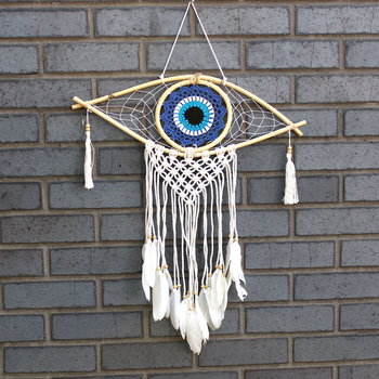Ochronny Dreamcatcher - Makrama Evil Eye - Czarny - ANCIENT WISDOM