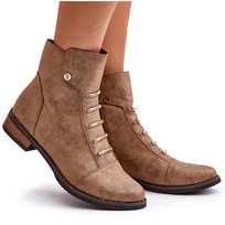 Ocieplane Botki Damskie Na Płaskim Obcasie Złote Labise-37