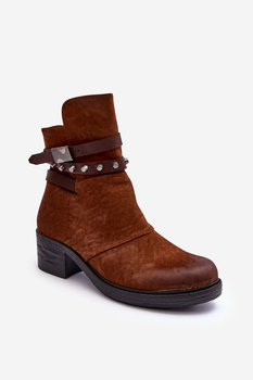 Ocieplane Botki Na Obcasie Camel Effie-38 - Butosklep