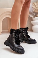 Ocieplane Botki Trapery Na Zamek Z Eko Skóry Czarne Willatta-36