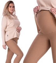 Ocieplane Legginsy Ciążowe Camel 240 GR/M2 - 36